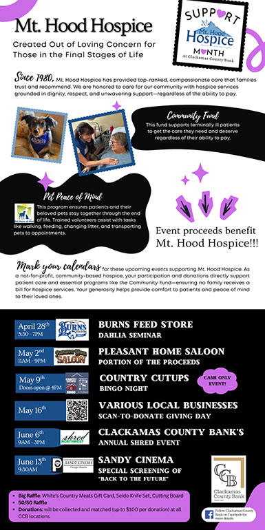 Support Mt. Hood Hospice - Flyer